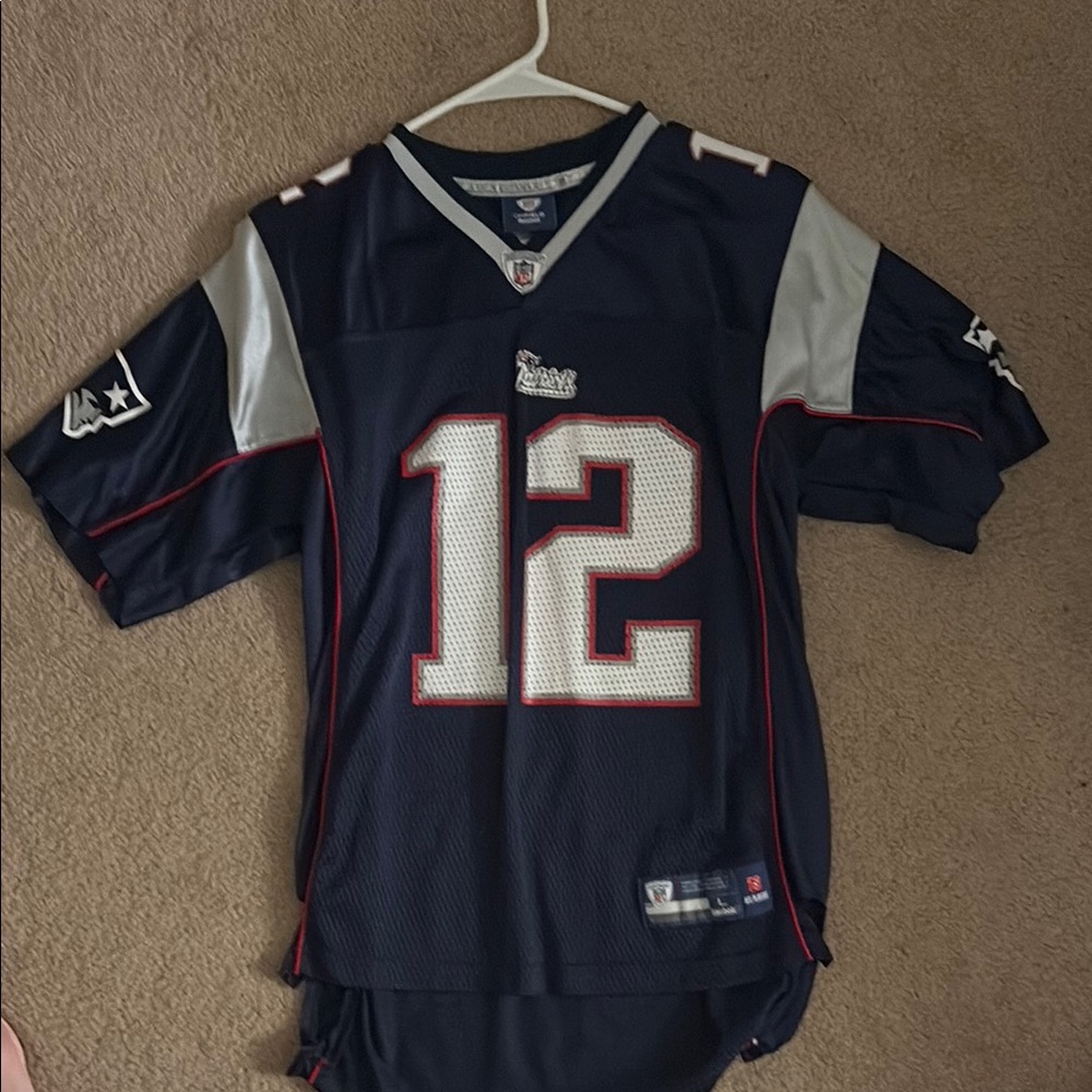 Kids Large Navy Blue Tom Brady Patriots Jersey